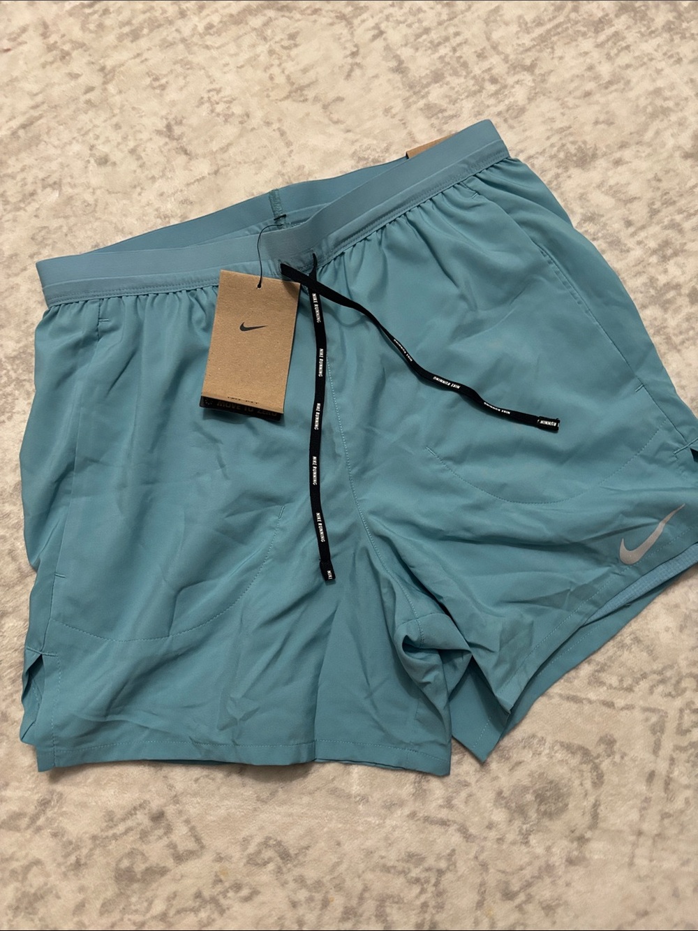 Nike Light Teal Running Shorts with Drawstring